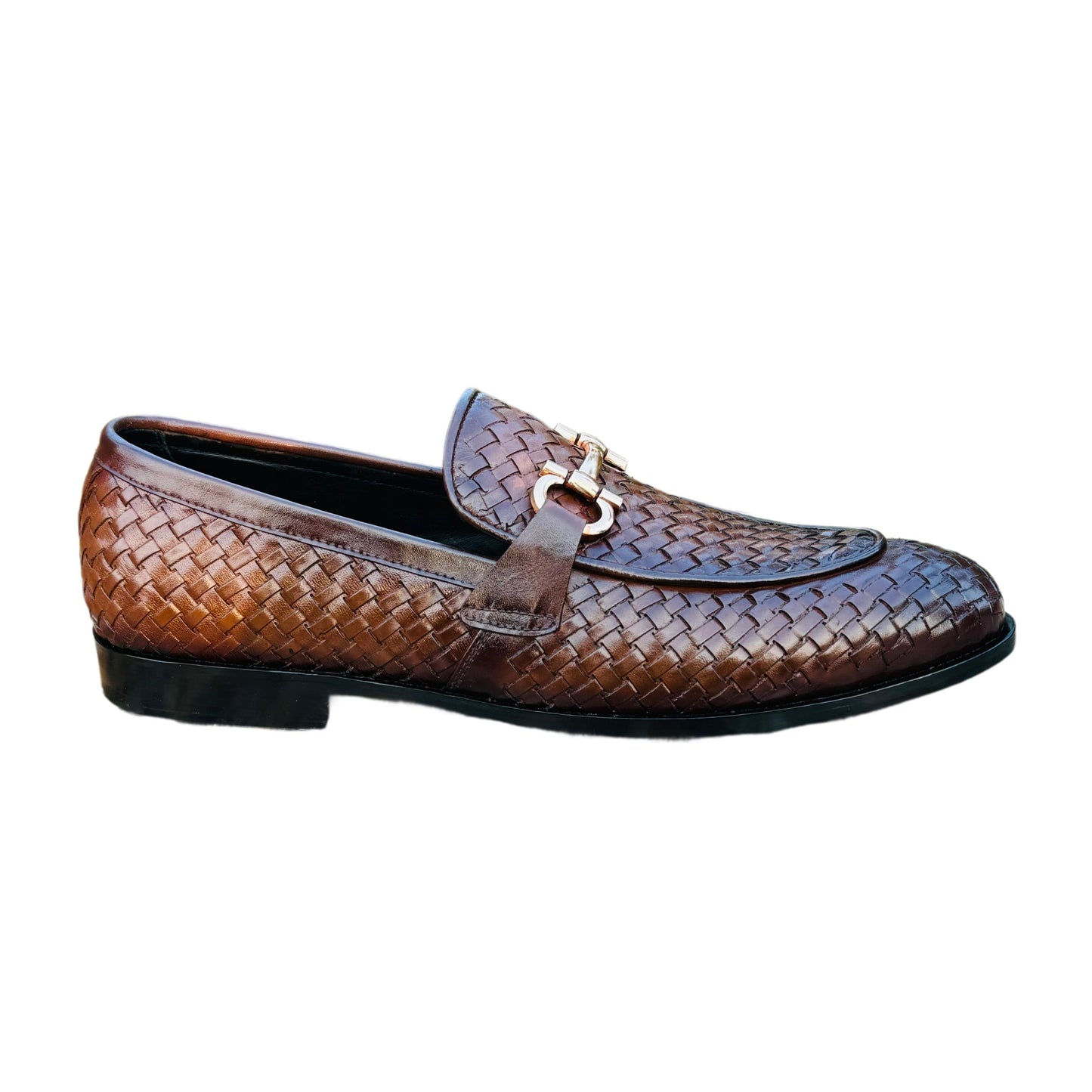 BROWN LEATHER BRAIDED FORMAL