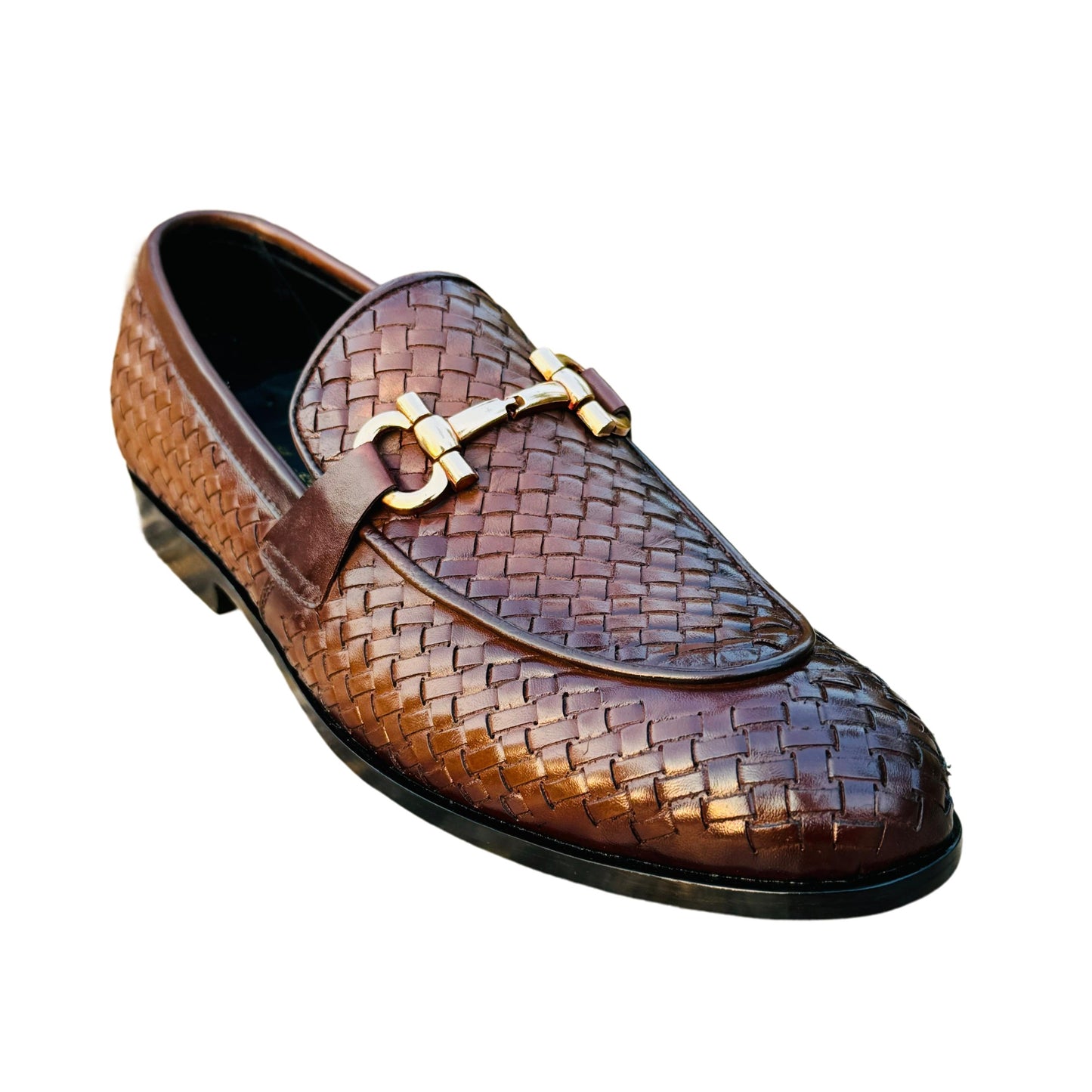 BROWN LEATHER BRAIDED FORMAL