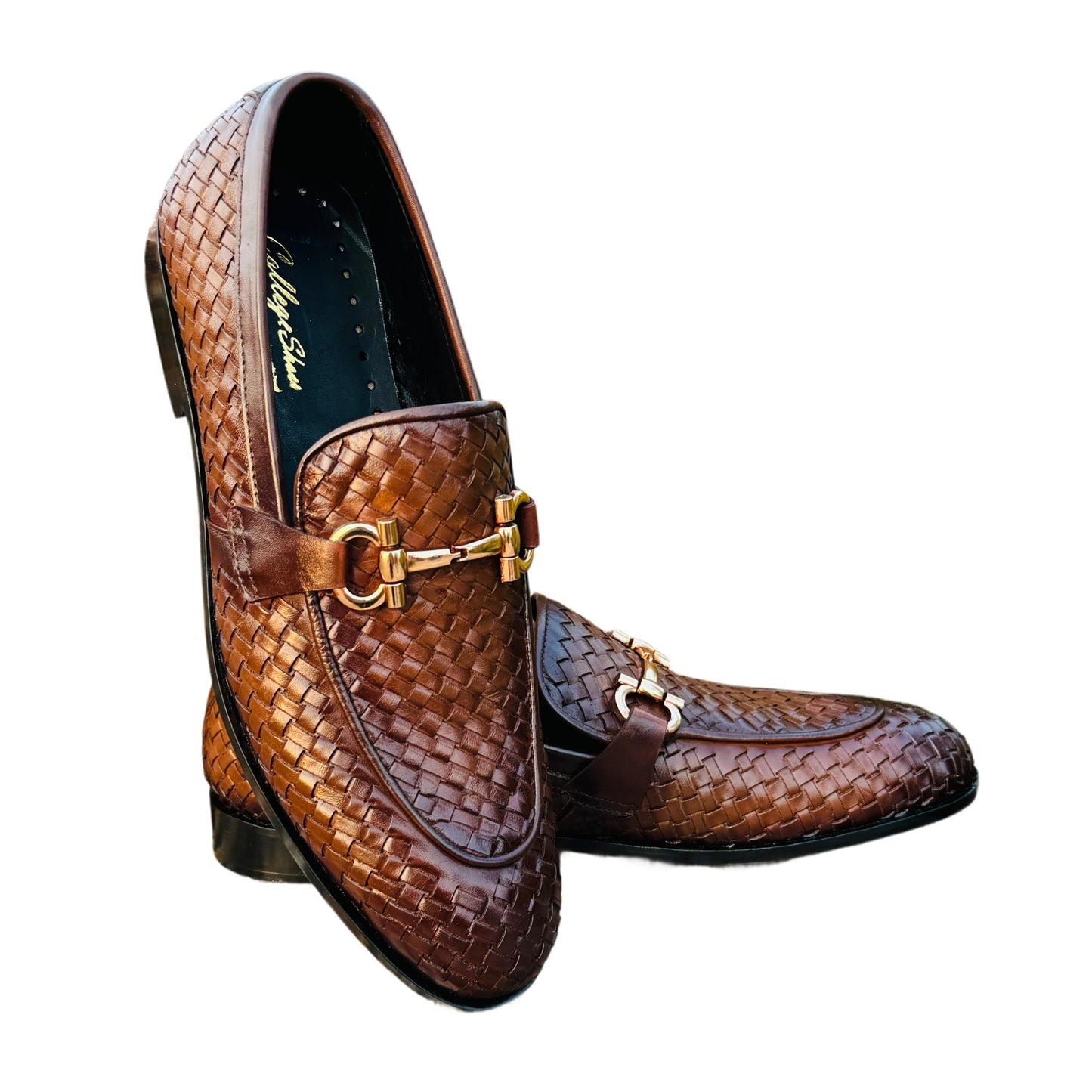 BROWN LEATHER BRAIDED FORMAL