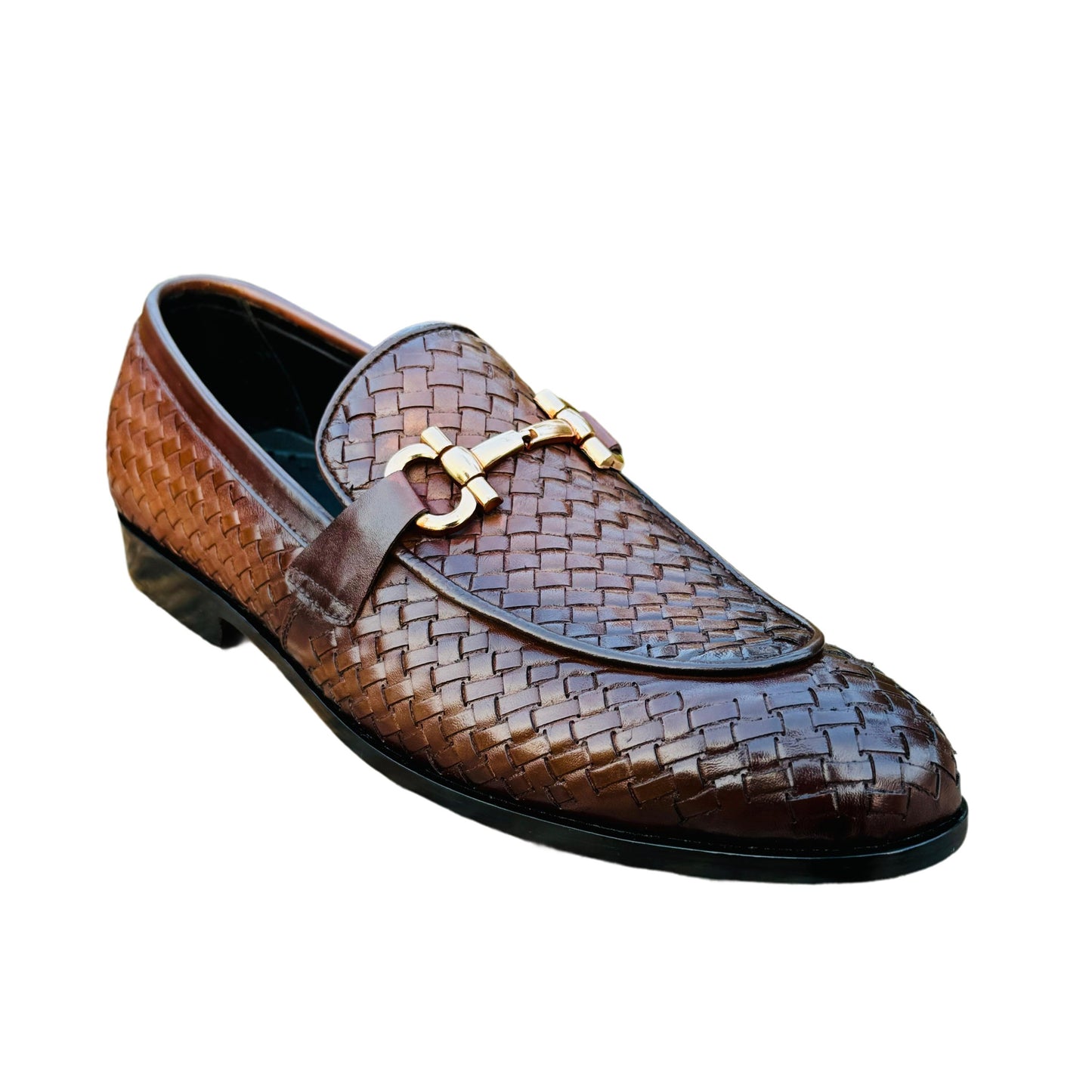 BROWN LEATHER BRAIDED FORMAL