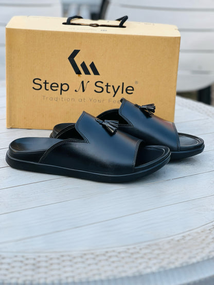 LEATHER BL-TESSEL OXF-SLIPPERS