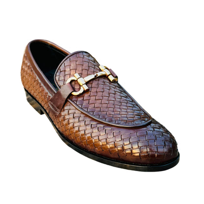 BROWN LEATHER BRAIDED FORMAL