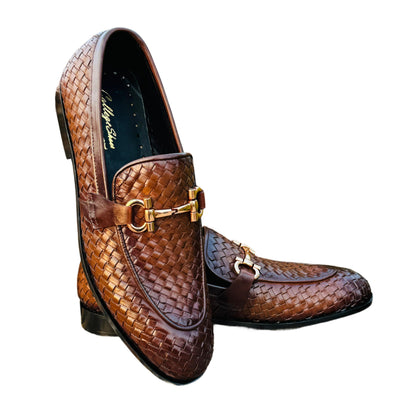 BROWN LEATHER BRAIDED FORMAL